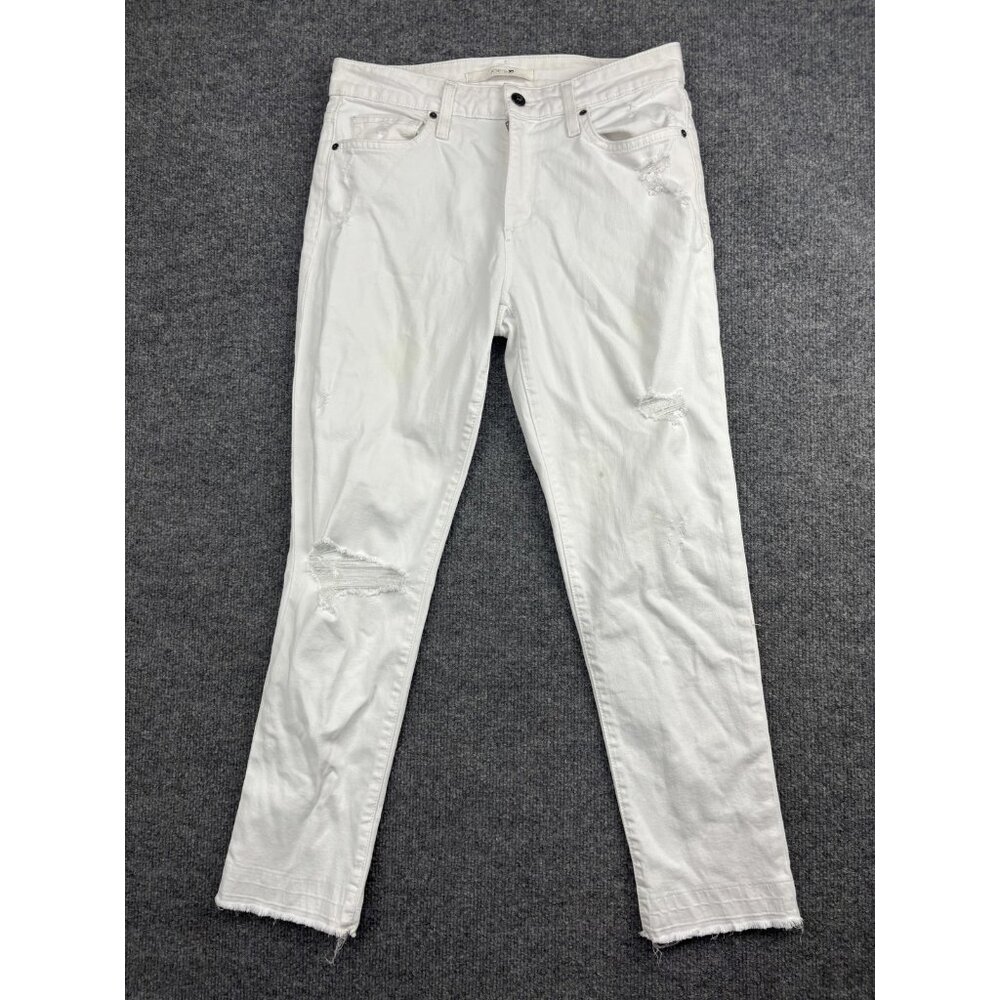 Joes Jeans Womens 28 White Distressed Skinny Raw Hem Azami Stretch Denim Pants